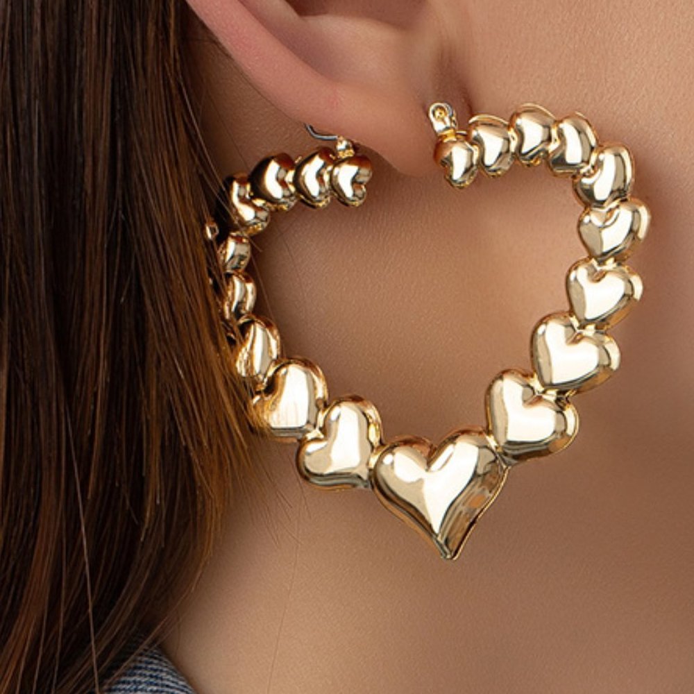 Hearts On Heart Bamboo Earrings